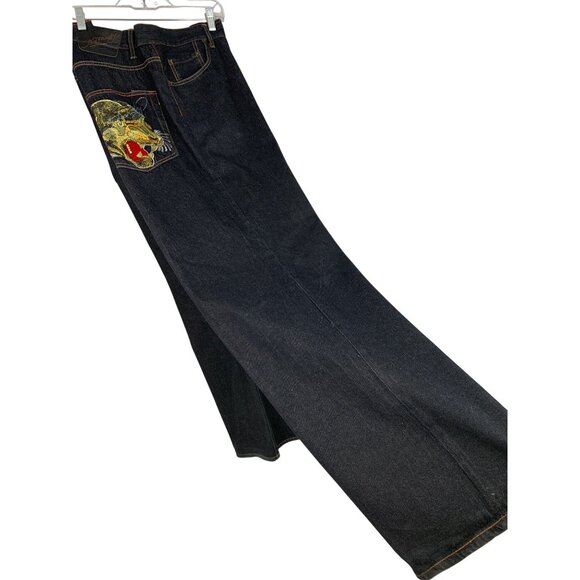 Ed Hardy Mens Wide-Leg Denim Jeans Embroider Panther Pockets Size 44  RQ10250 - Picture 11 of 13
